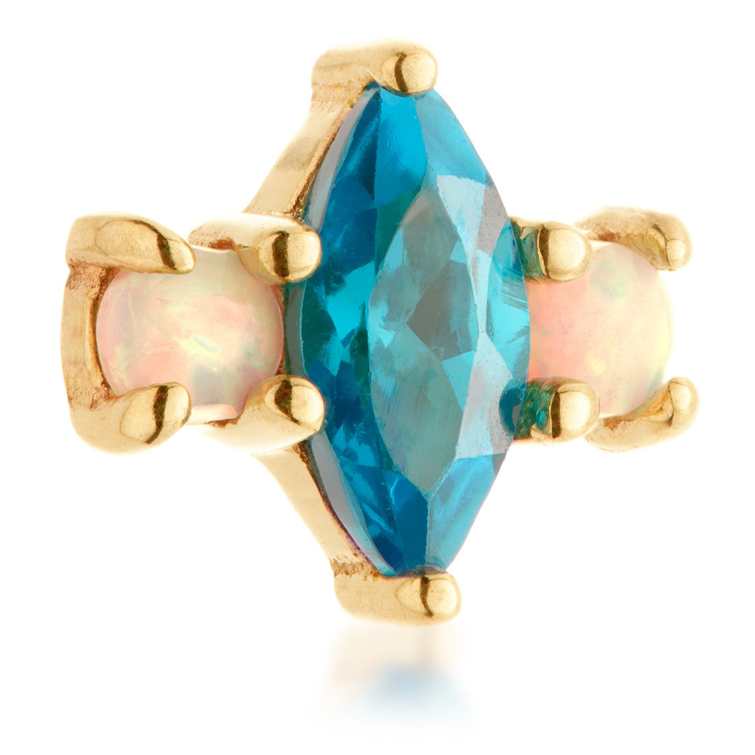 TL - 14ct Internal Blue Topaz Marquise and Opal Gem Attachment