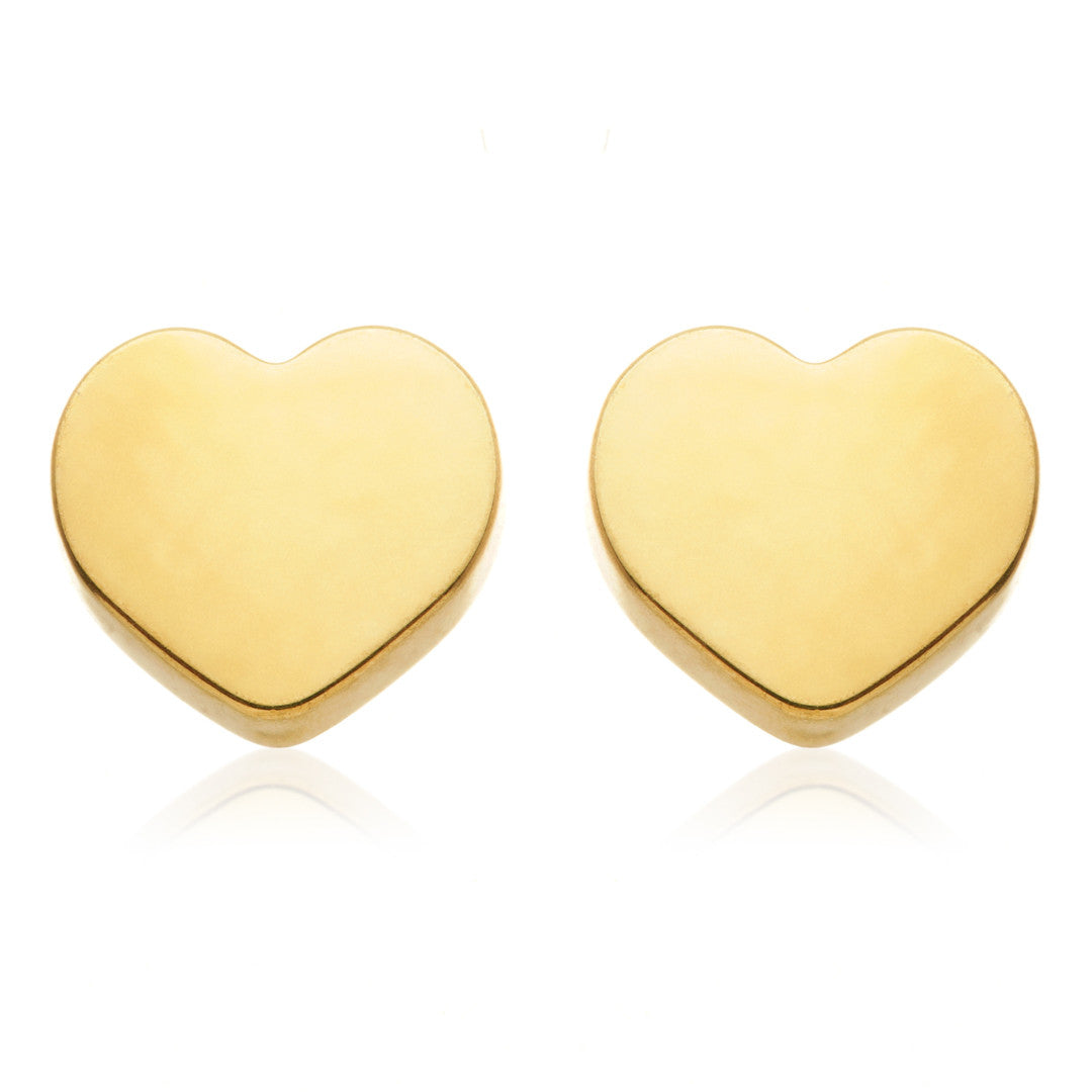 Zircon Gold Titanium Heart Stud Earrings (Pair)