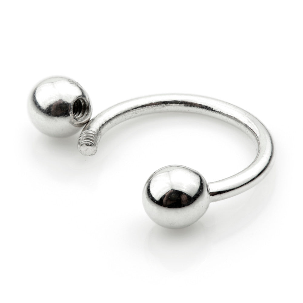 9ct White Gold Micro Circular Barbell - 1mm