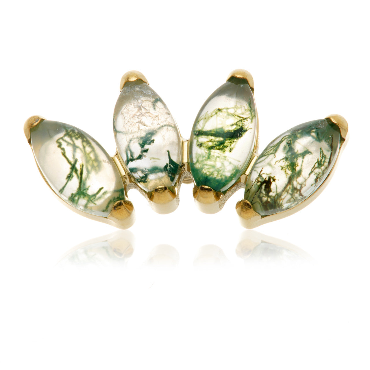 Zircon Gold Ti Internal Moss Agate Marquise Gem Cluster Attachment