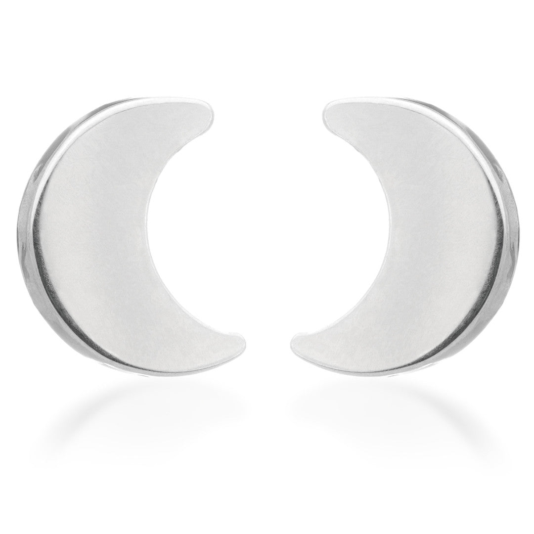 Titanium Moon Stud Earrings (Pair)