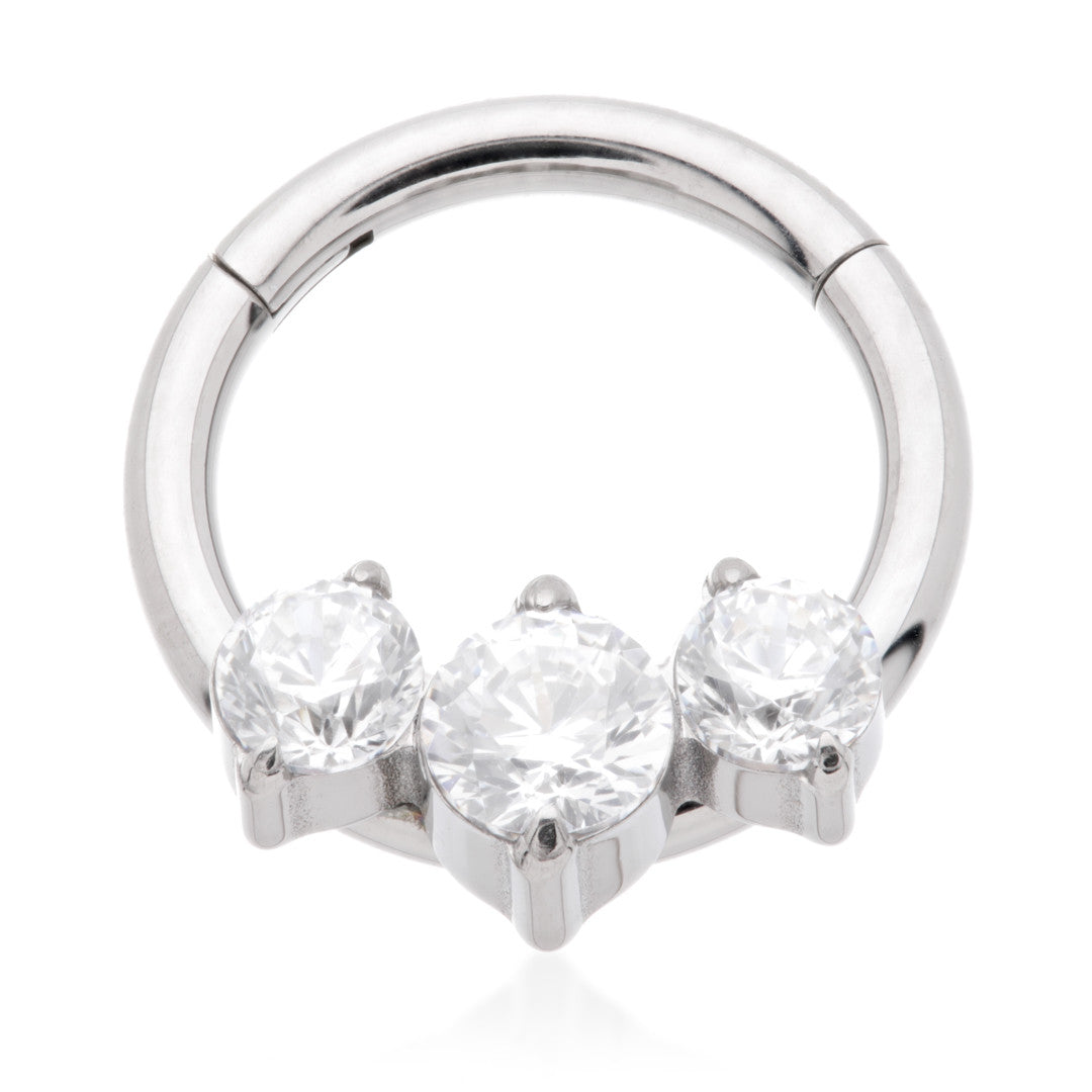Ti Couture Front Facing Triple Gem Hinged Ring
