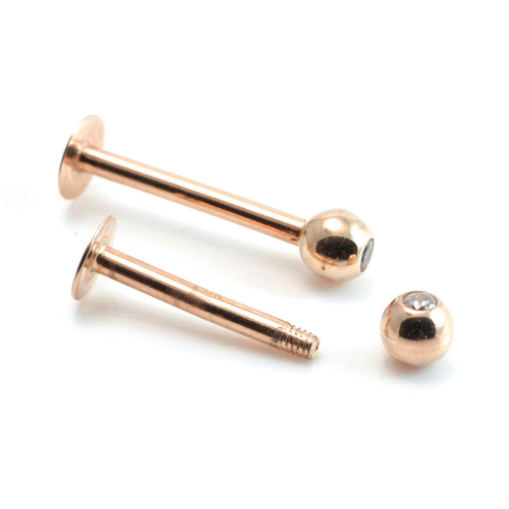 9ct Rose Gold Micro Gem Labret 1mm