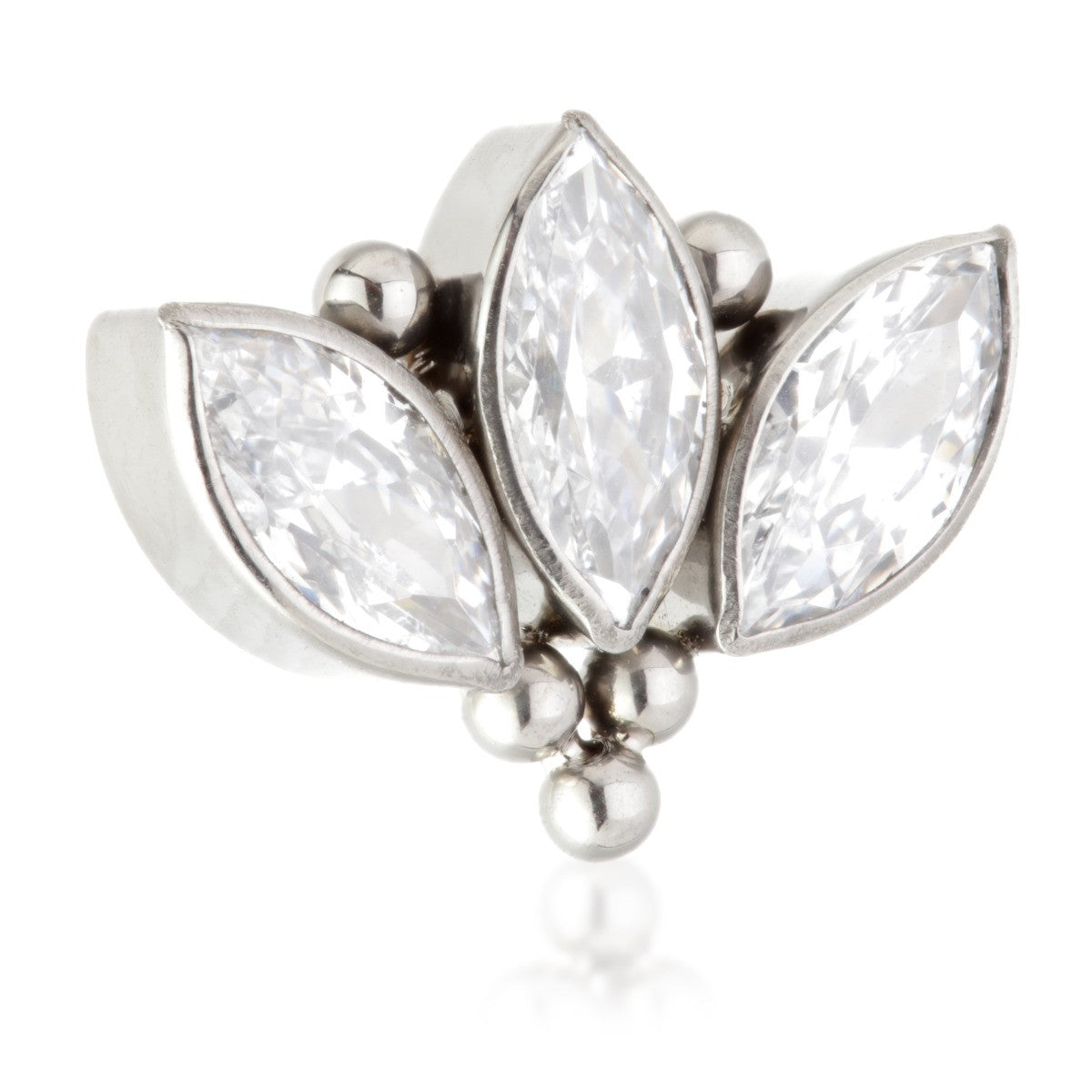 Ti Threadless Jewelled Triple Marquise with Tri Bead Attachment