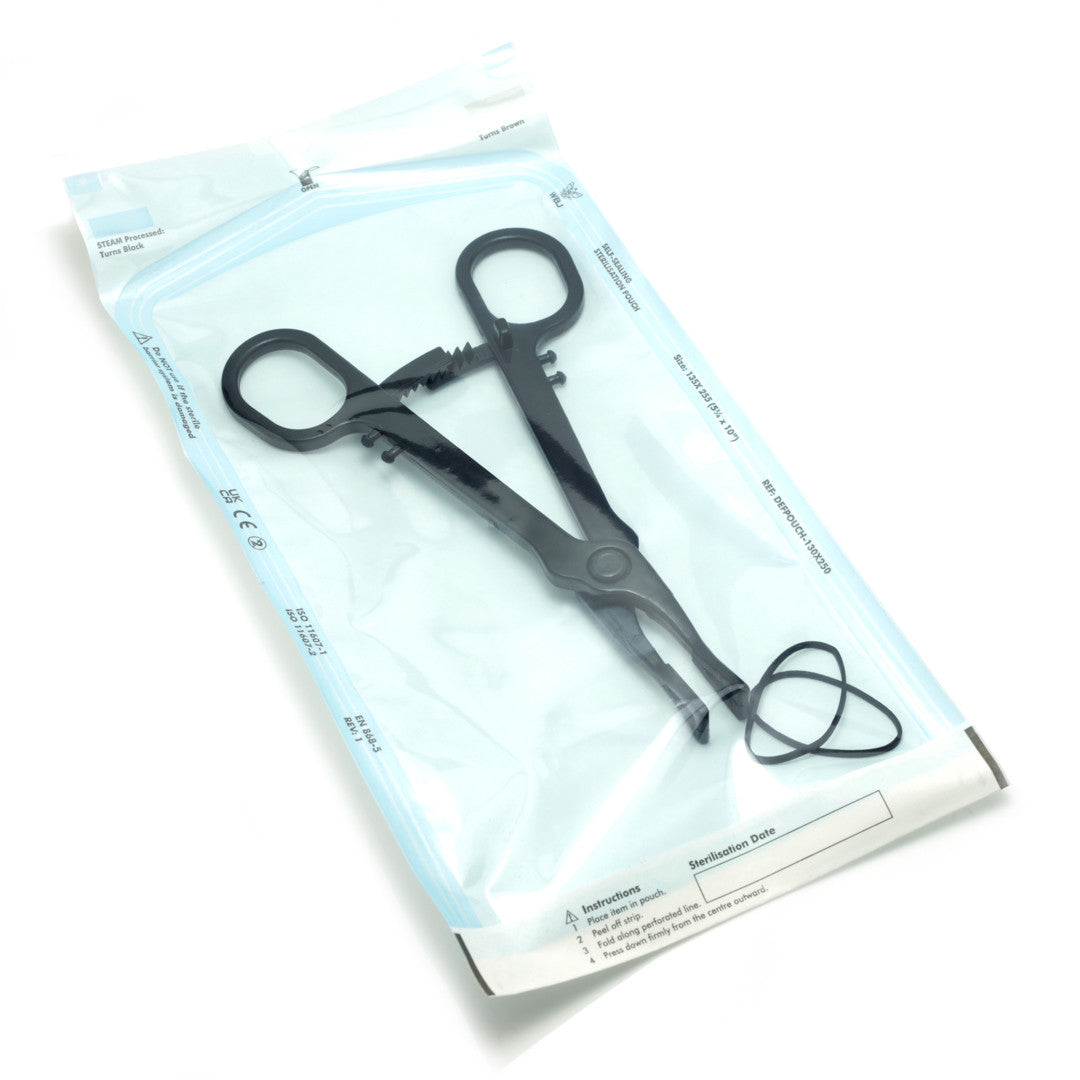 Sterilised Piercing Clamps ECO CTR Closed Triangle loose including rubber
