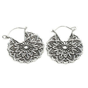 Silver Plate Brass Mandala Earrings (Pair)