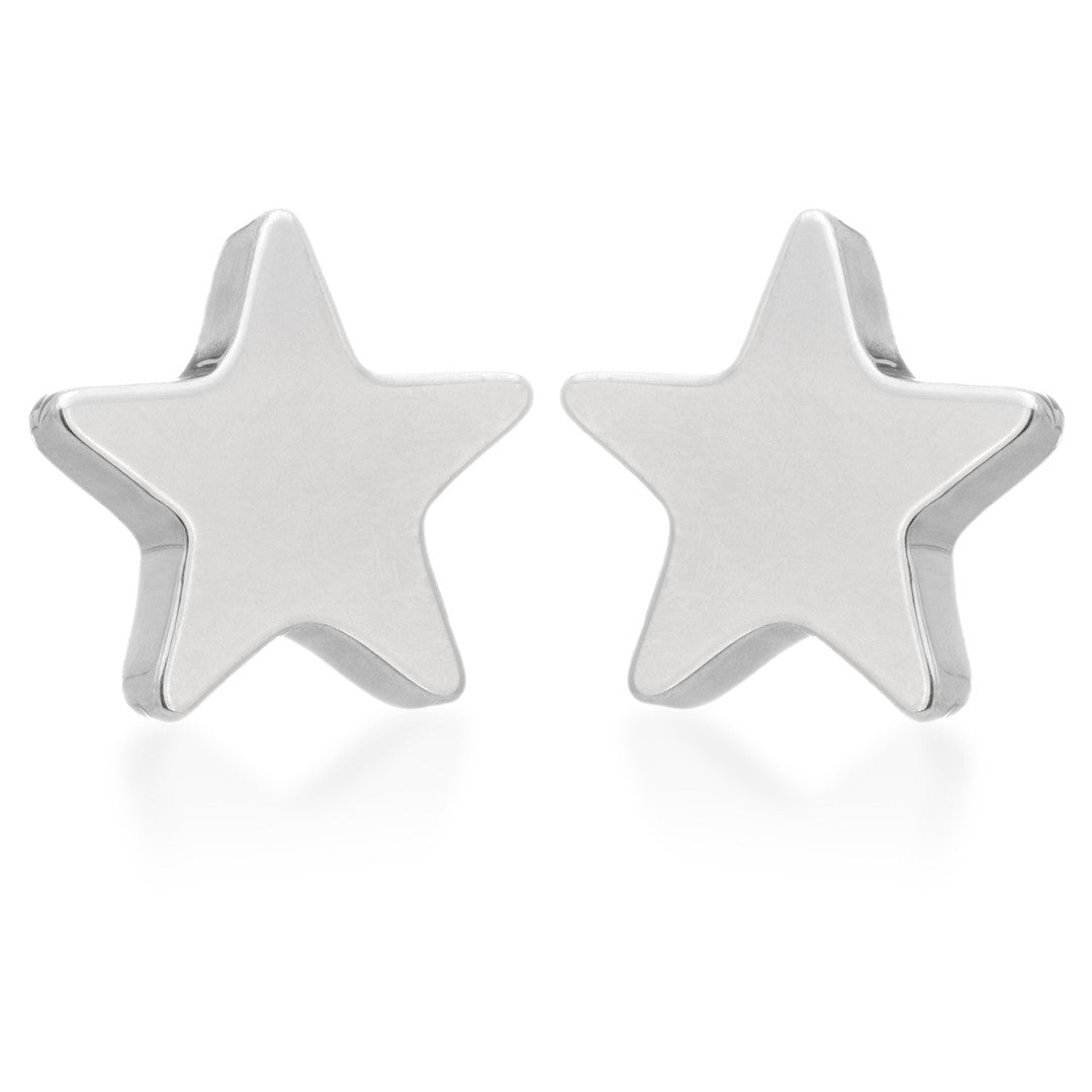 Zircon Gold Titanium Star Stud Earrings (Pair)