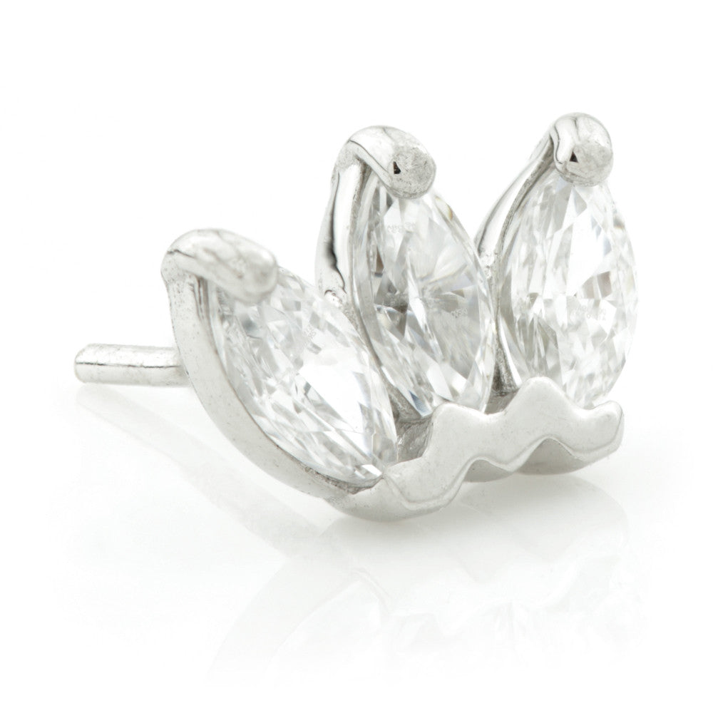 Sterile - TL - 14ct Gold Marquise Triple Gem Threadless Attachment (sold individually)