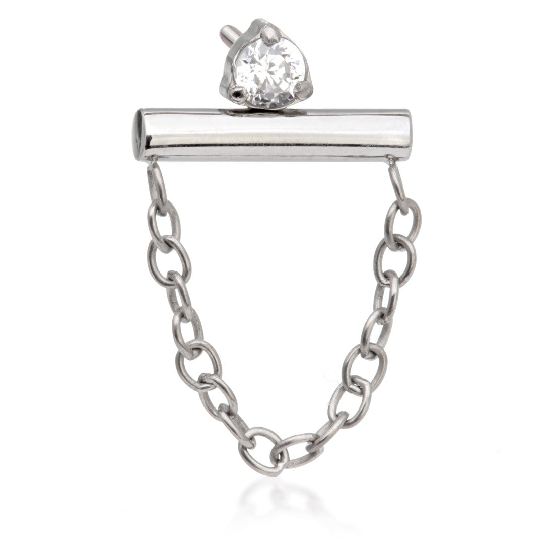 Ti Threadless Prong Set Gem Straight Bar Attachment