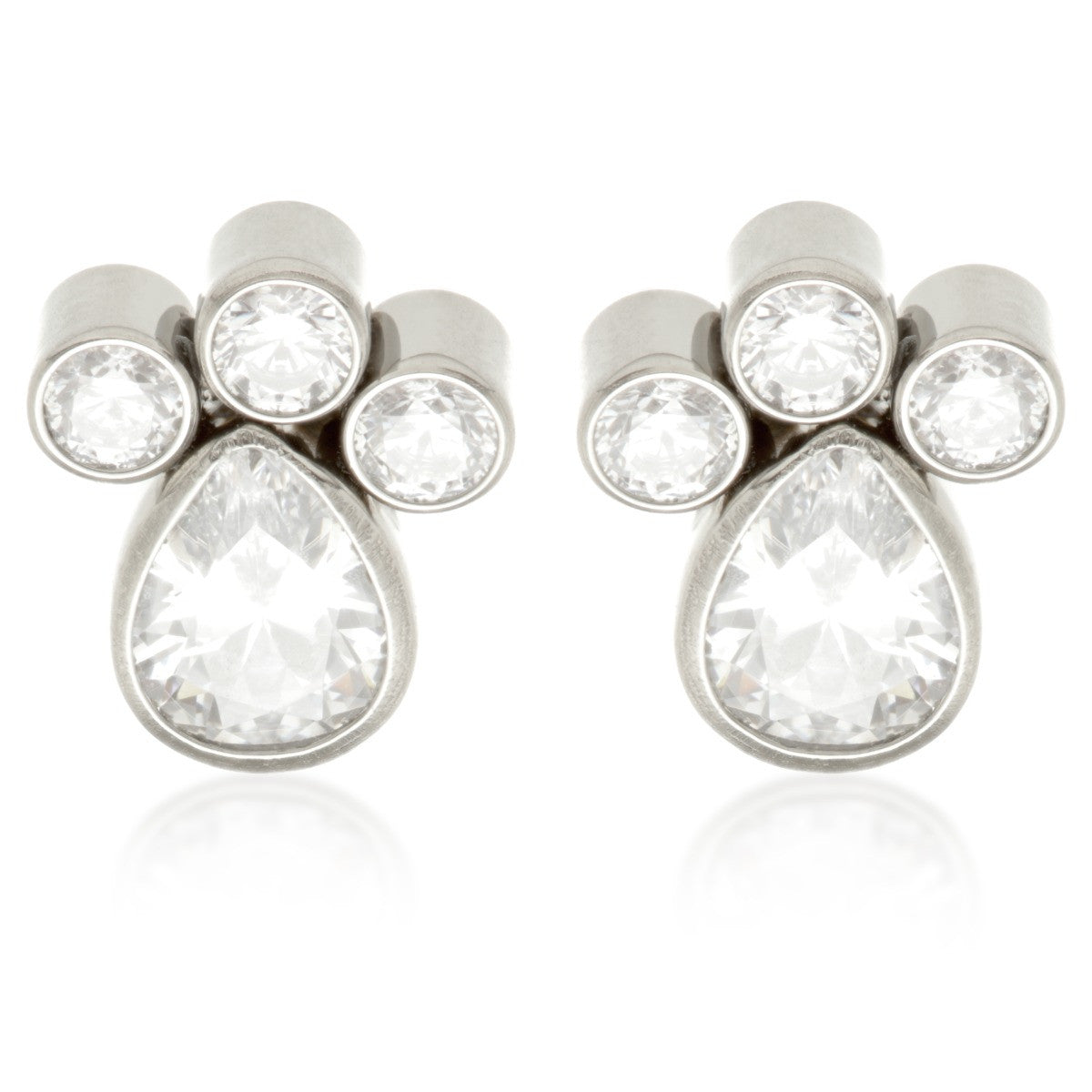 Titanium Threadless Stud Earrings with Quad Gems Attachment (Pair)