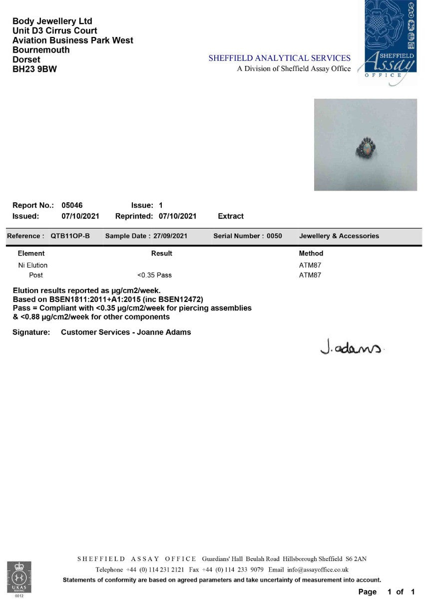 Internal Ti Double Opal Navel with Gem and Ball Cluster