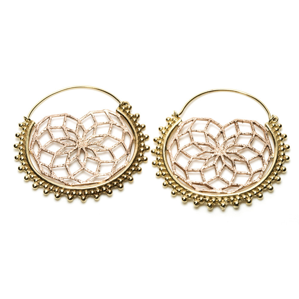 Brass and Copper Coated Hoop Earrings (Pair)