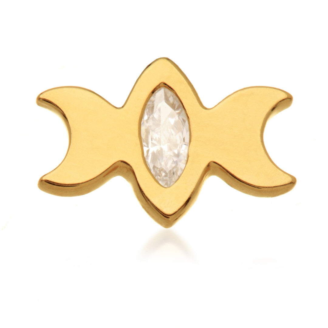 TL - 14ct Threadless Double Crescent Moon Jewelled Attachment