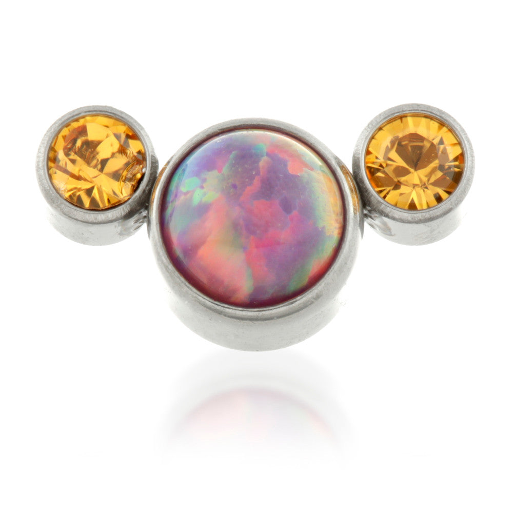 Ti Internal Opal Triple Gem Crescent - Purple
