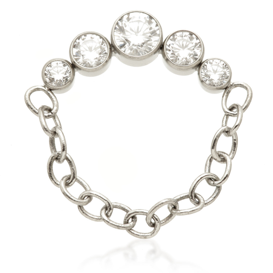 Ti Internal Bezel Gem Crescent with Hanging Chain Attachment