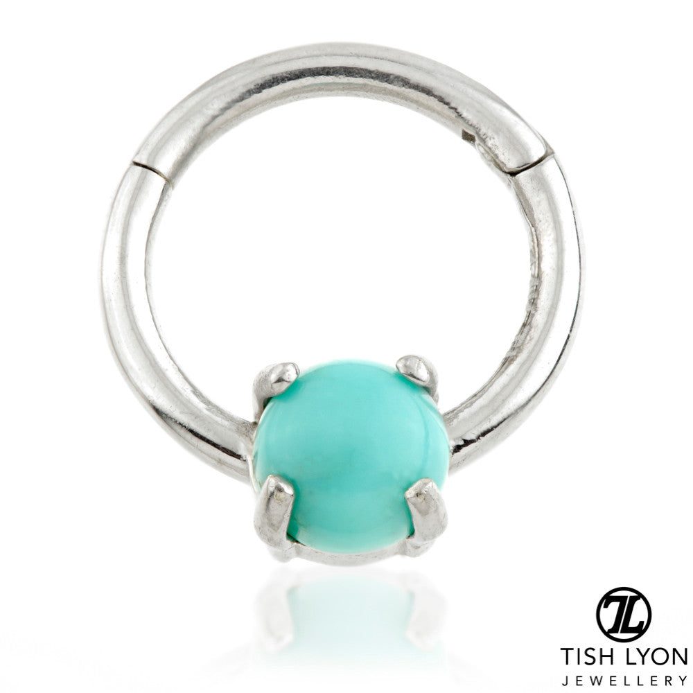 TL - 14ct Gold Turquoise Prong Set Hinge Ring