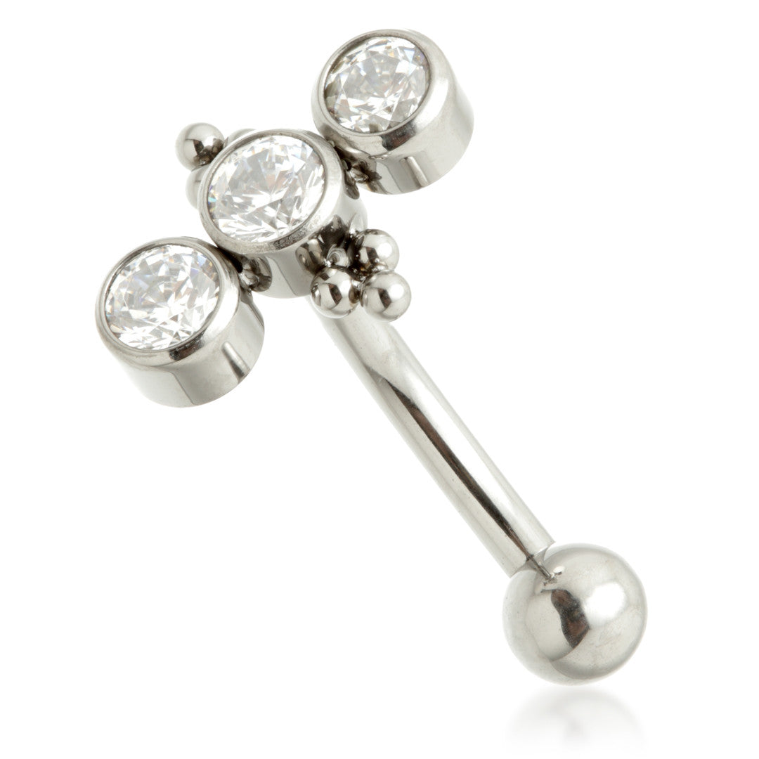 Ti Internal Jewelled Triple Bezel Set with Beads Rook/Eyebrow Bar