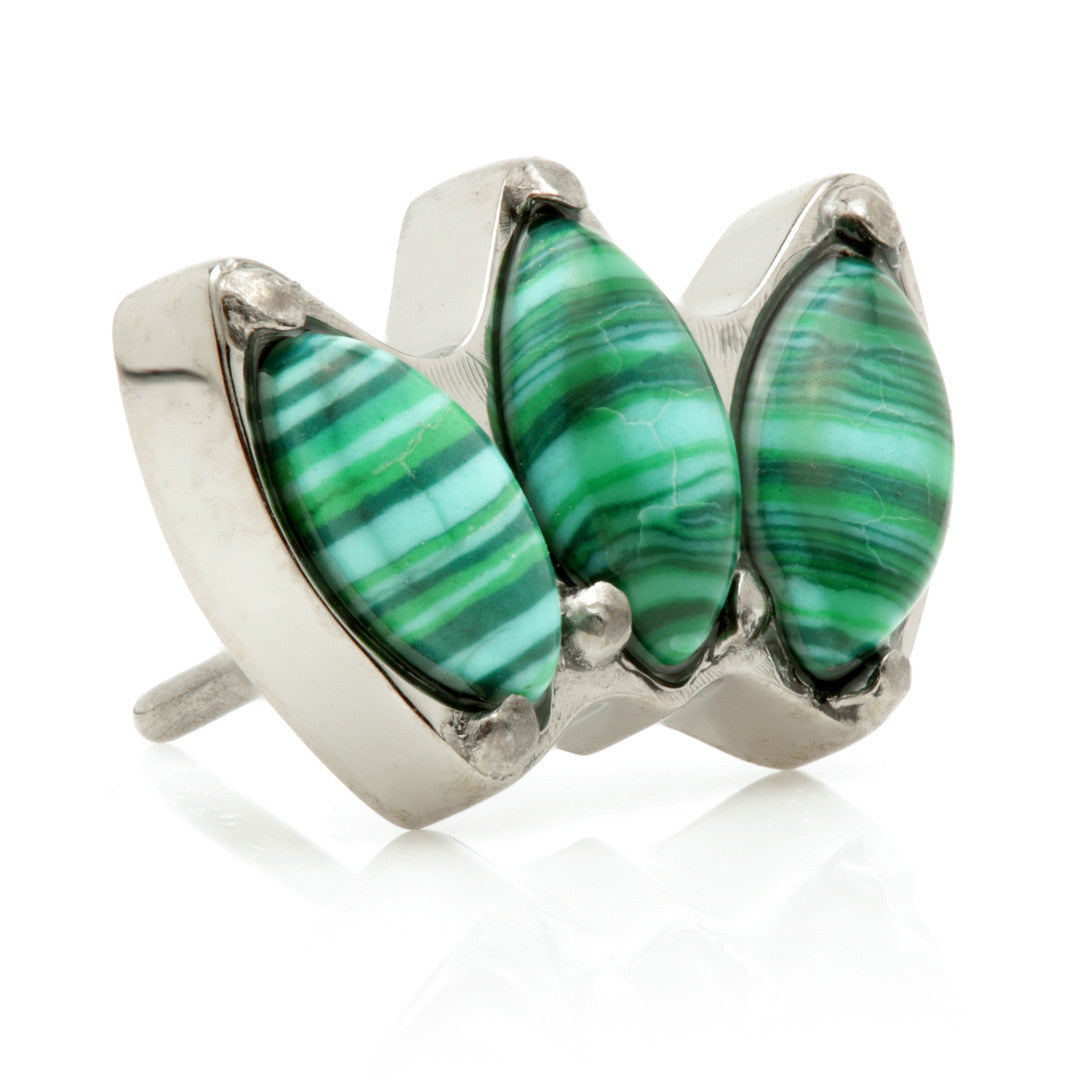 Ti Threadless Triple Marquise Attachment with Malachite Stone