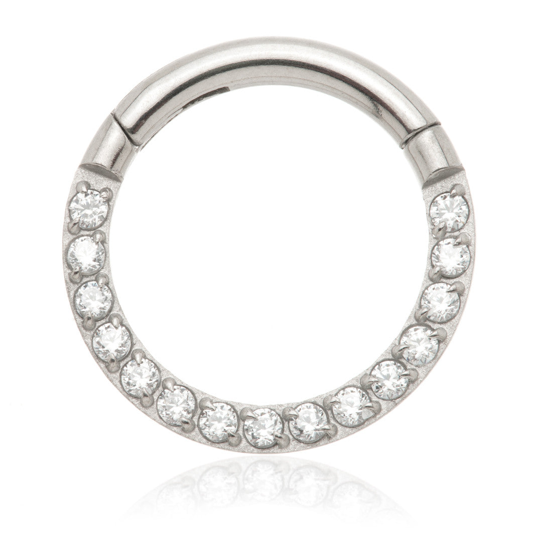 Niobium Pavé Gems Hinged Daith Ring