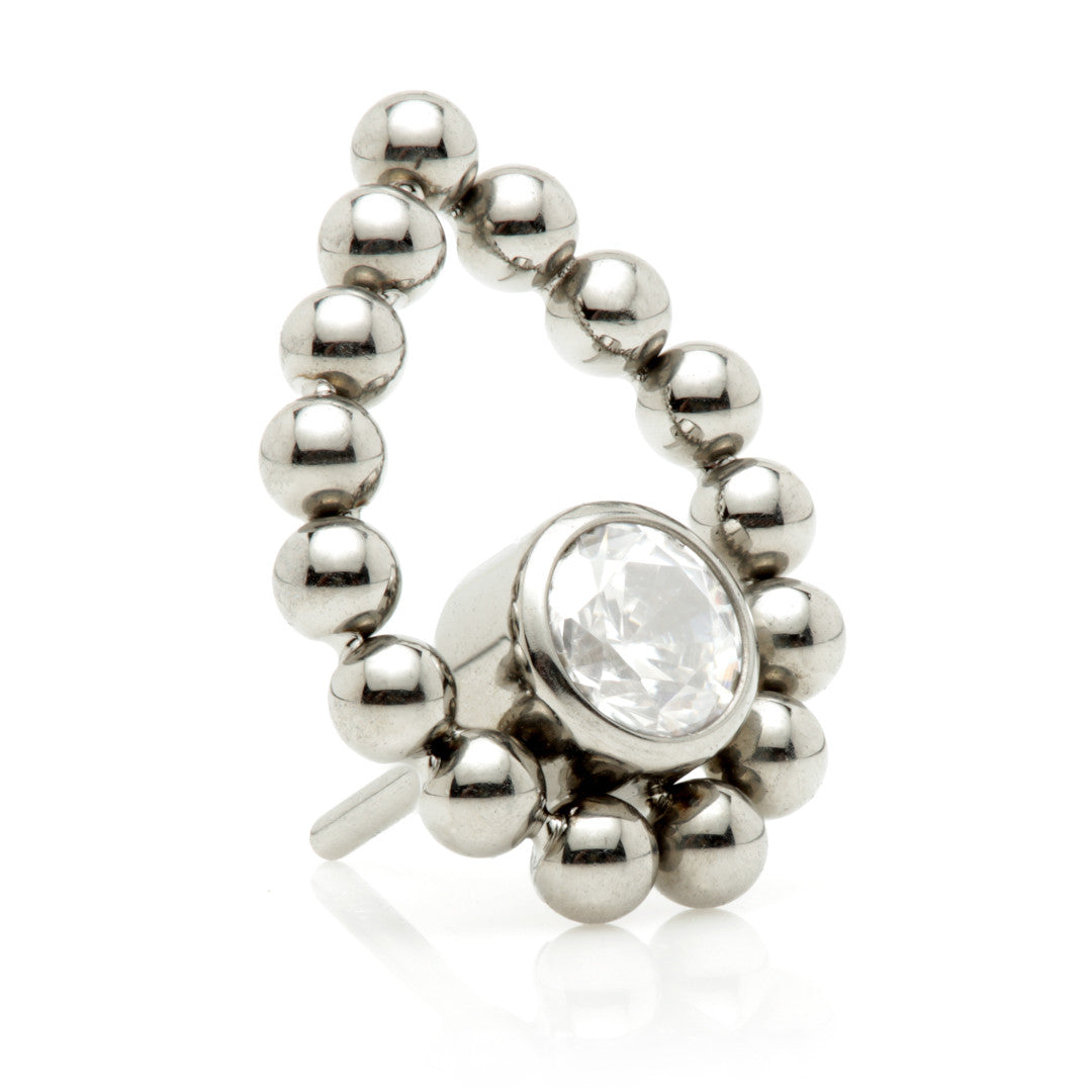Ti Threadless Jewelled Bezel with Tear Shaped Ball Cluster Attachment