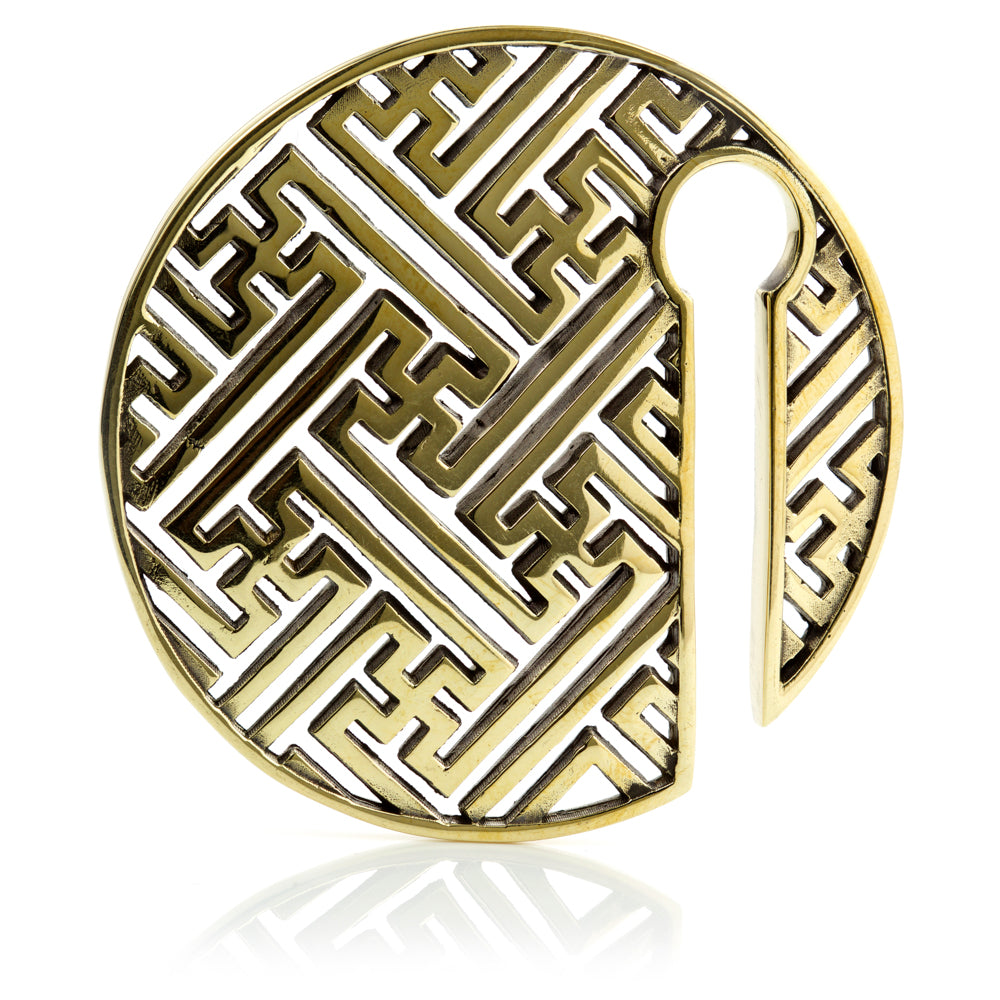 1x Geometric Round Brass Ear Weight - BRASSWEIGHT74