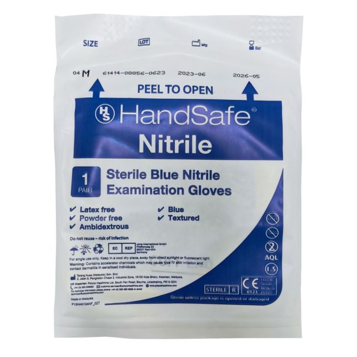 HandSafe Blue Nitrile Sterile Gloves