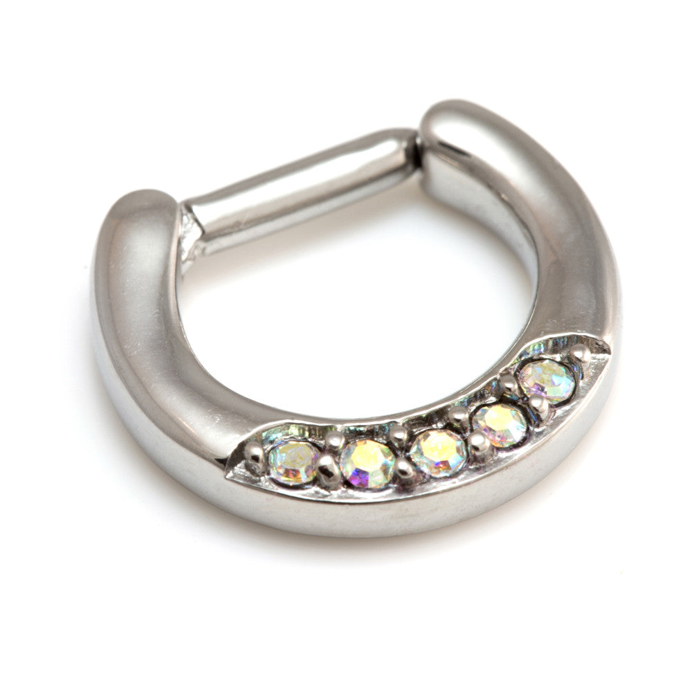 Steel 5 Gem Septum Ring - 8mm
