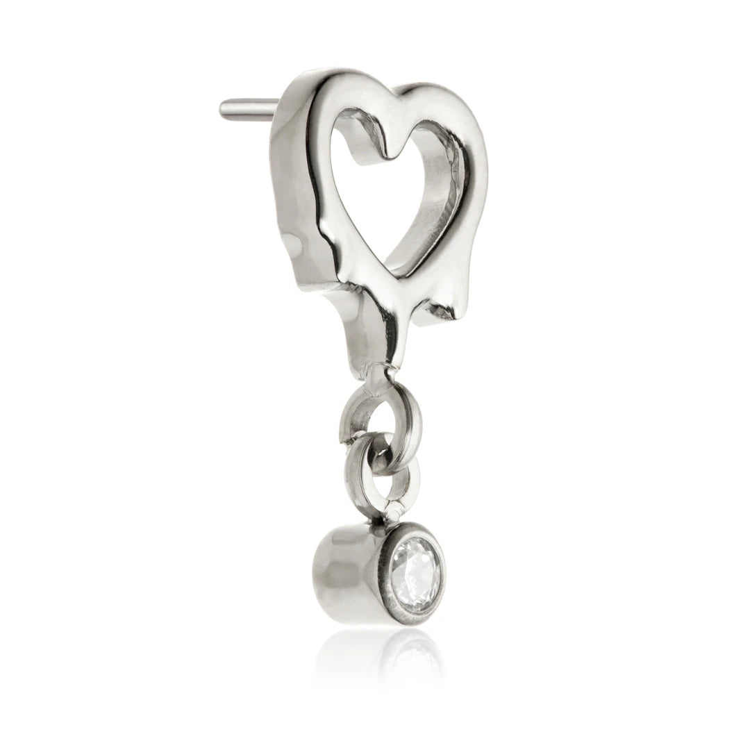 Ti Threadless Molten Heart With Gem Attachment