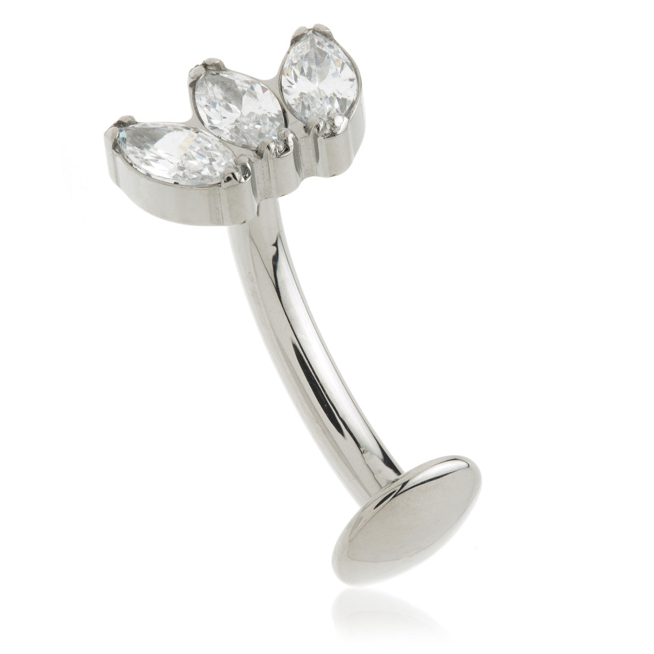 Ti Threadless Triple Marquise Floating Navel Bar