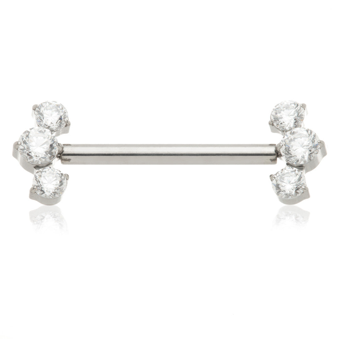 TiC Threadless Titanium 3 Gem Nipple Bar