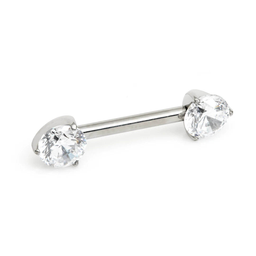 Ti Threadless Forward Facing Prong Set Gem Barbell