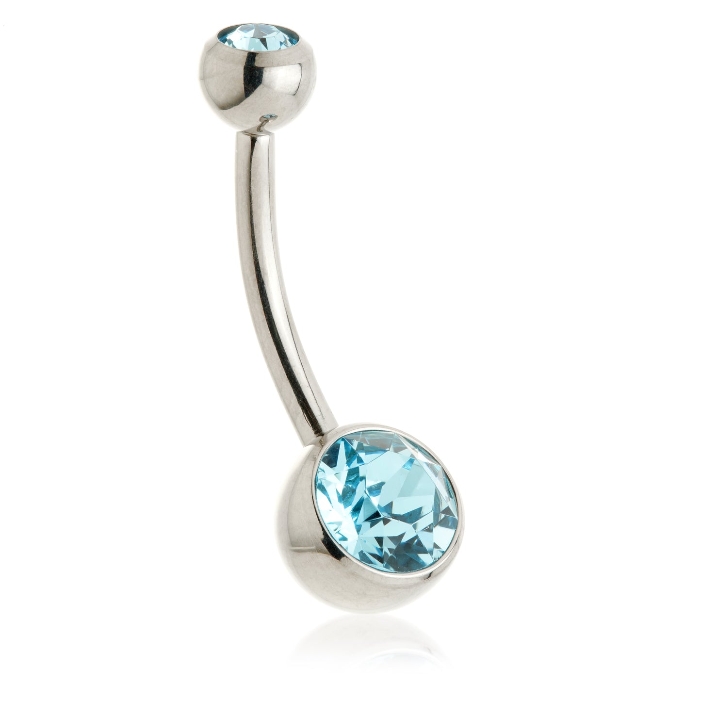 Perryman Titanium Internal Double Jewelled Navel Bar With 0.9mm Thread - UK Made