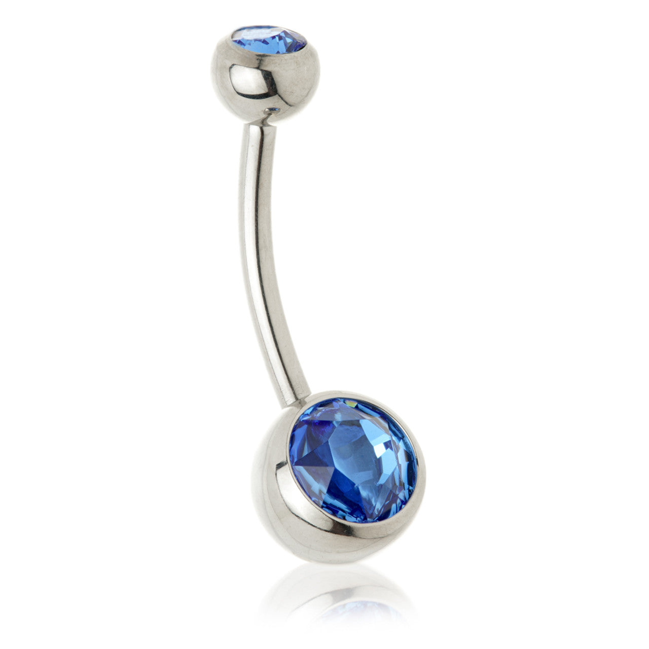 Perryman Titanium Internal Double Jewelled Navel Bar With 0.9mm Thread - UK Made