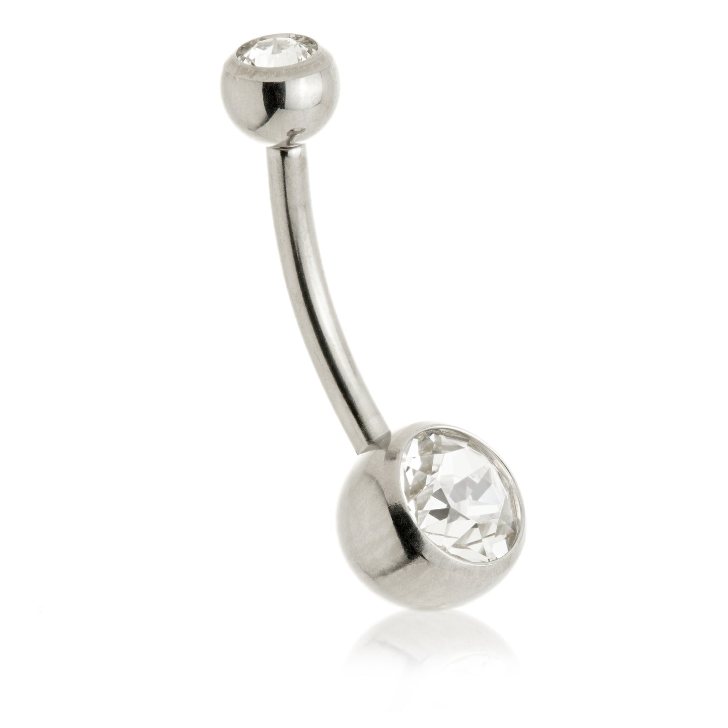 Perryman Titanium Internal Double Jewelled Navel Bar With 1.2mm Thread - UK Made