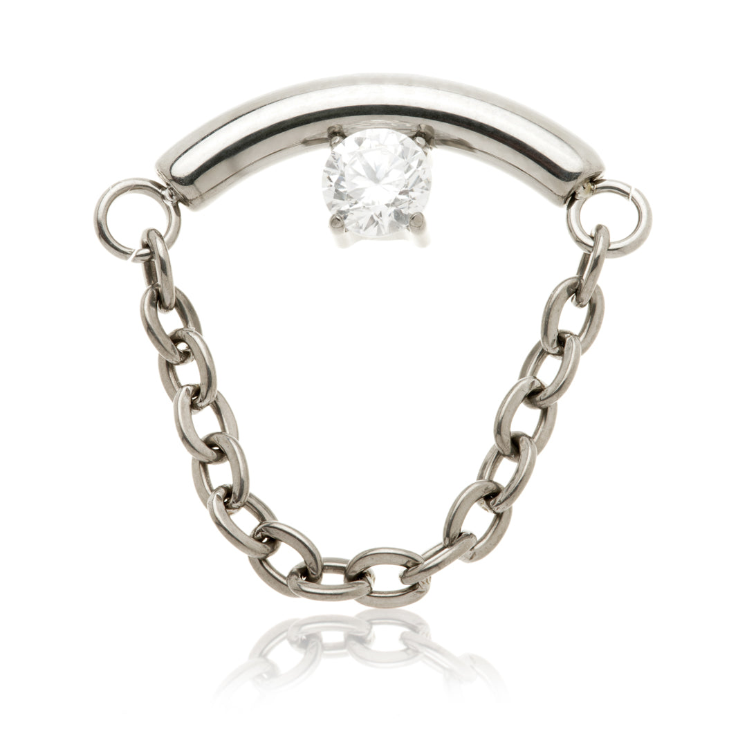 Ti Internal Prong Gem With Hanging Chain