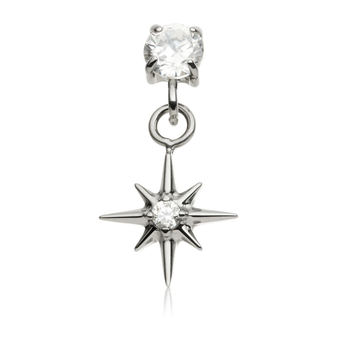 Ti Internal Prong With Hanging Jewelled North Star Attachment