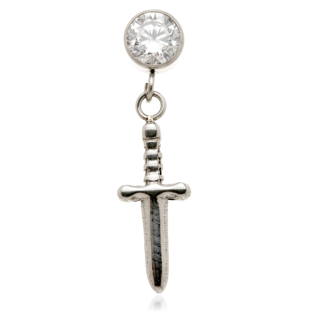 Ti Internal Gem with Hanging Sword Charm
