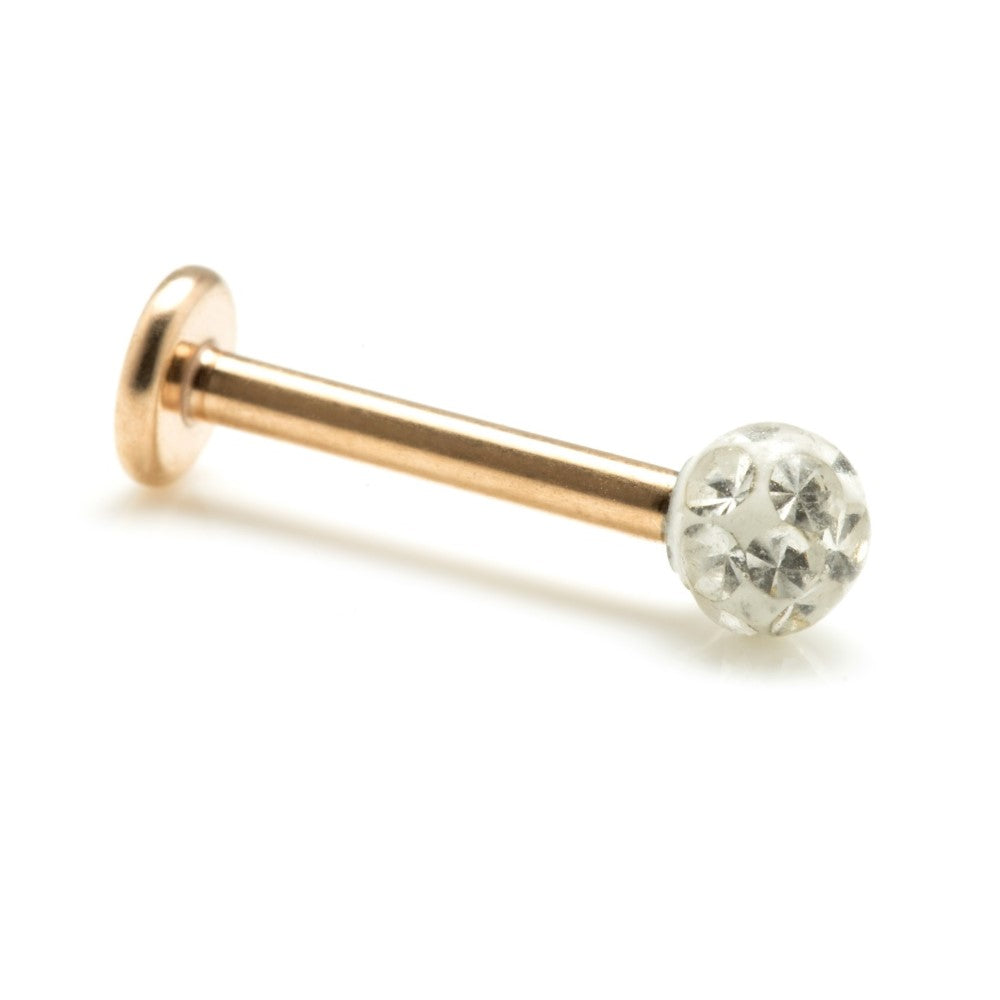 Rose Gold Ti Internal Labret with Multi Gem Resin Ball 1.2mm