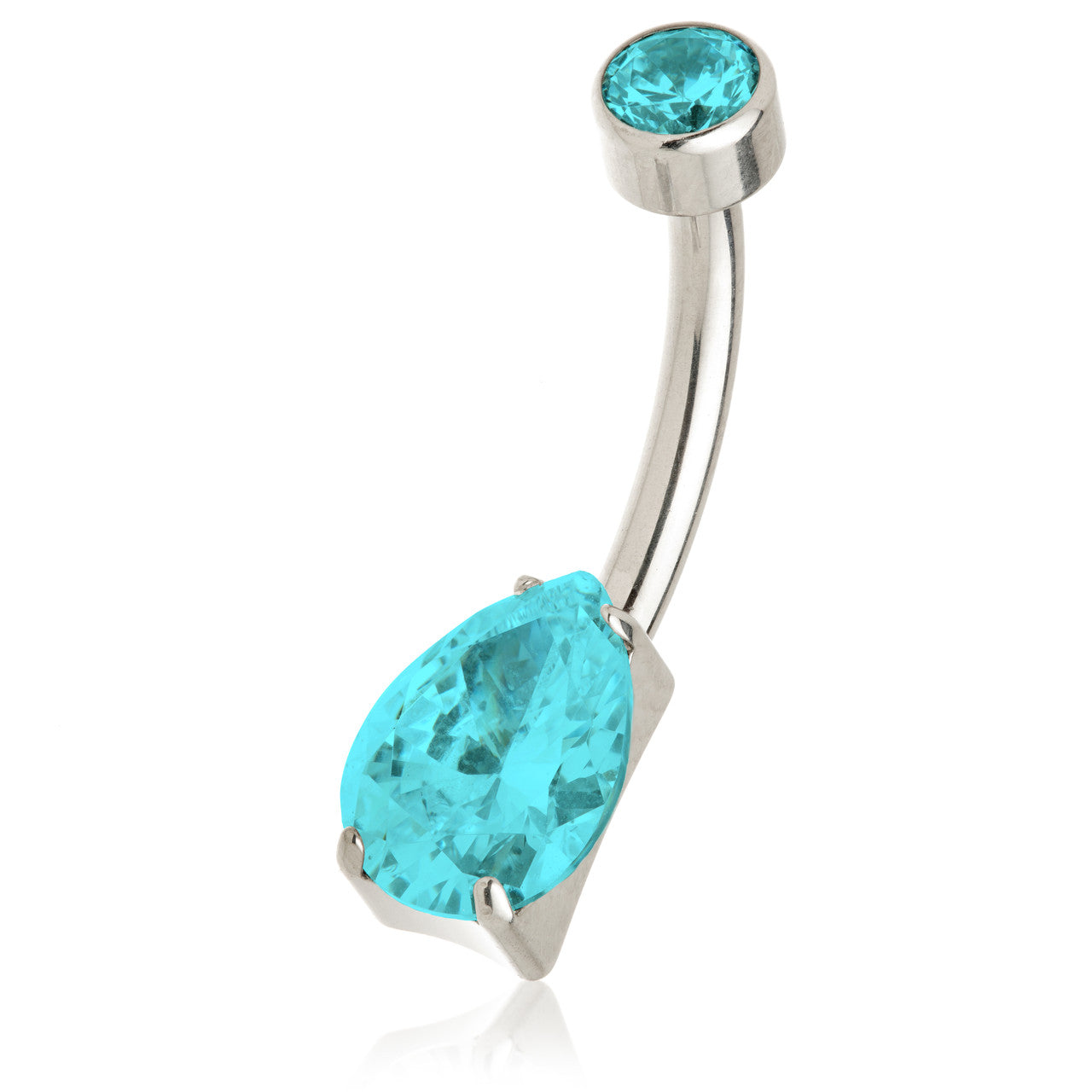 Titanium Internal Tear Gem Double Jewelled Navel Bar