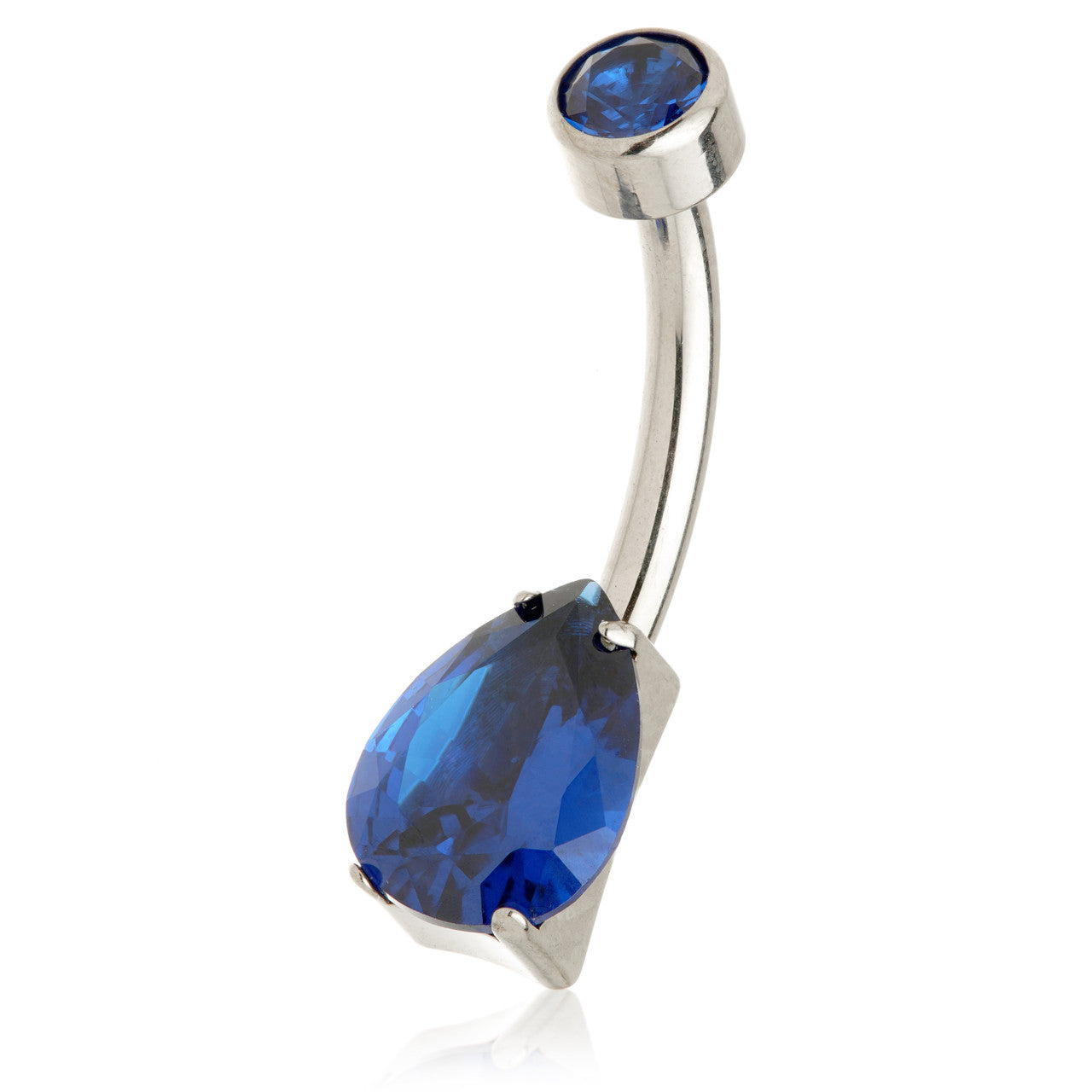 Titanium Internal Tear Gem Double Jewelled Navel Bar