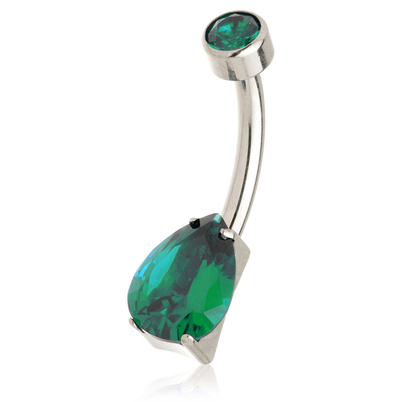 Titanium Internal Tear Gem Double Jewelled Navel Bar