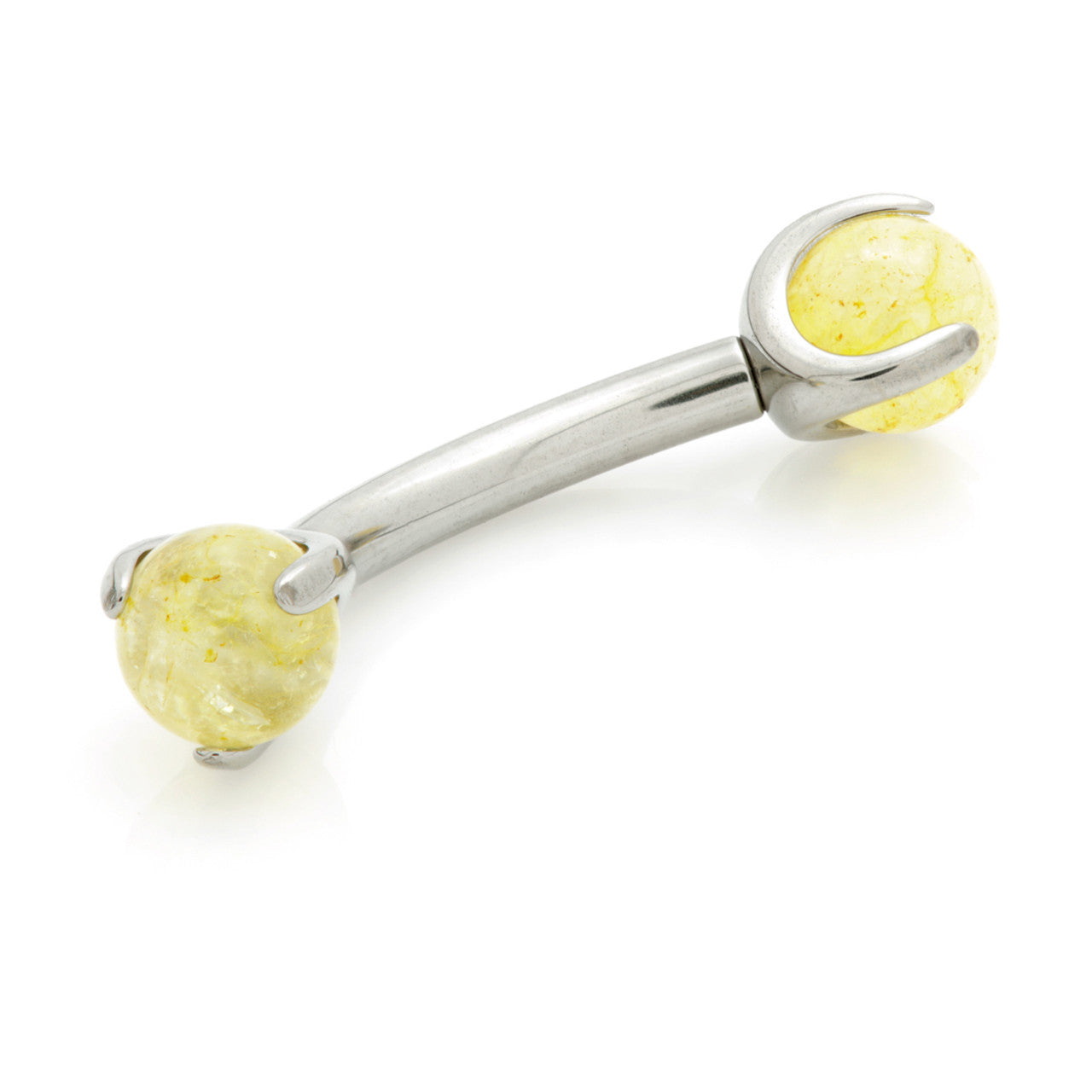 Ti Internal Banana Bar with Double Gemtone Prong