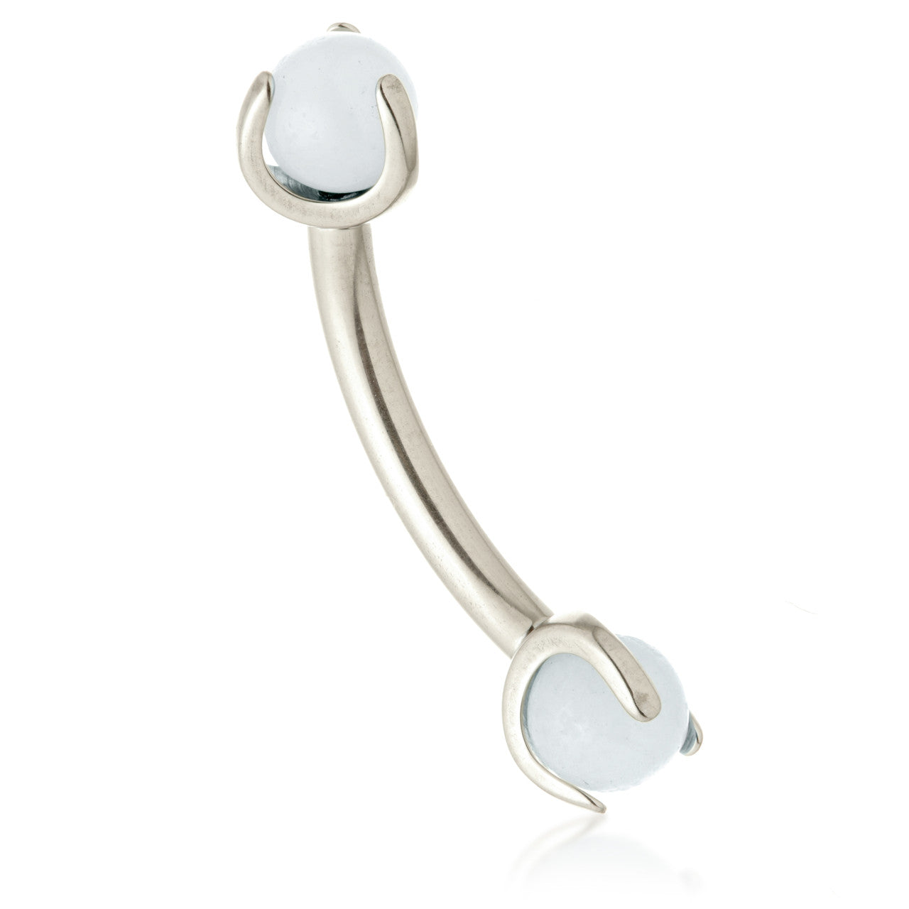 Ti Internal Banana Bar with Double Gemtone Prong