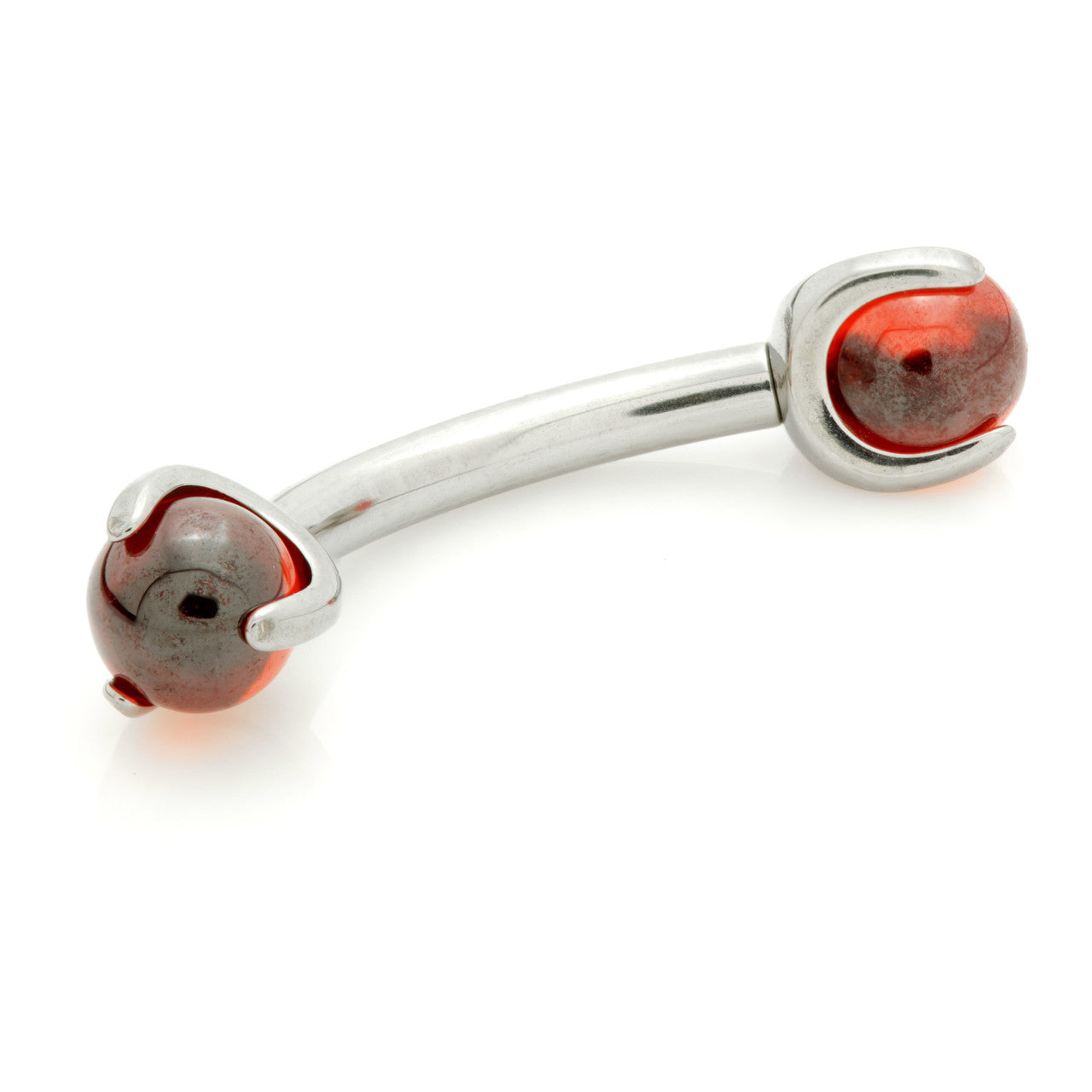 Ti Internal Banana Bar with Double Gemtone Prong