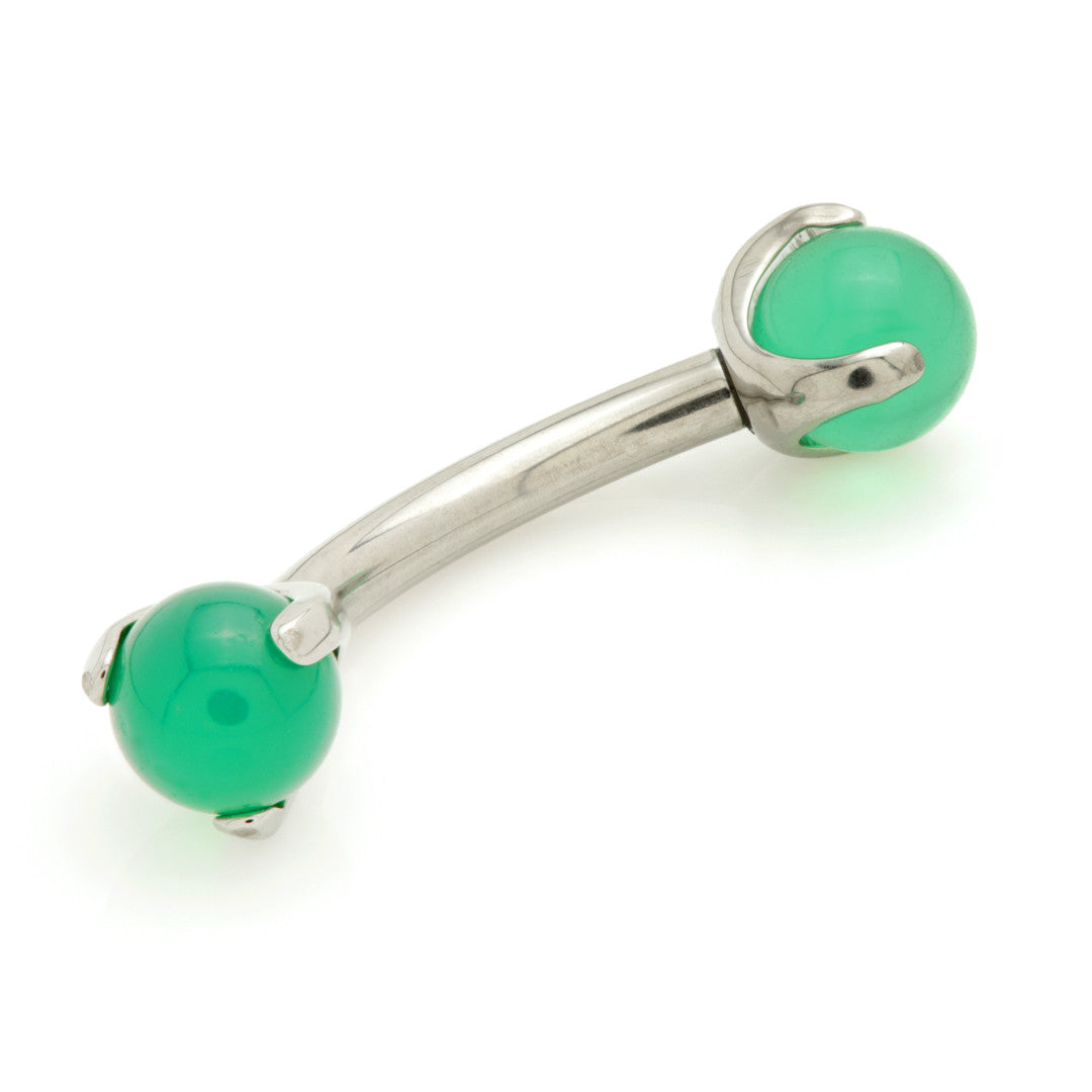 Ti Internal Banana Bar with Double Gemtone Prong