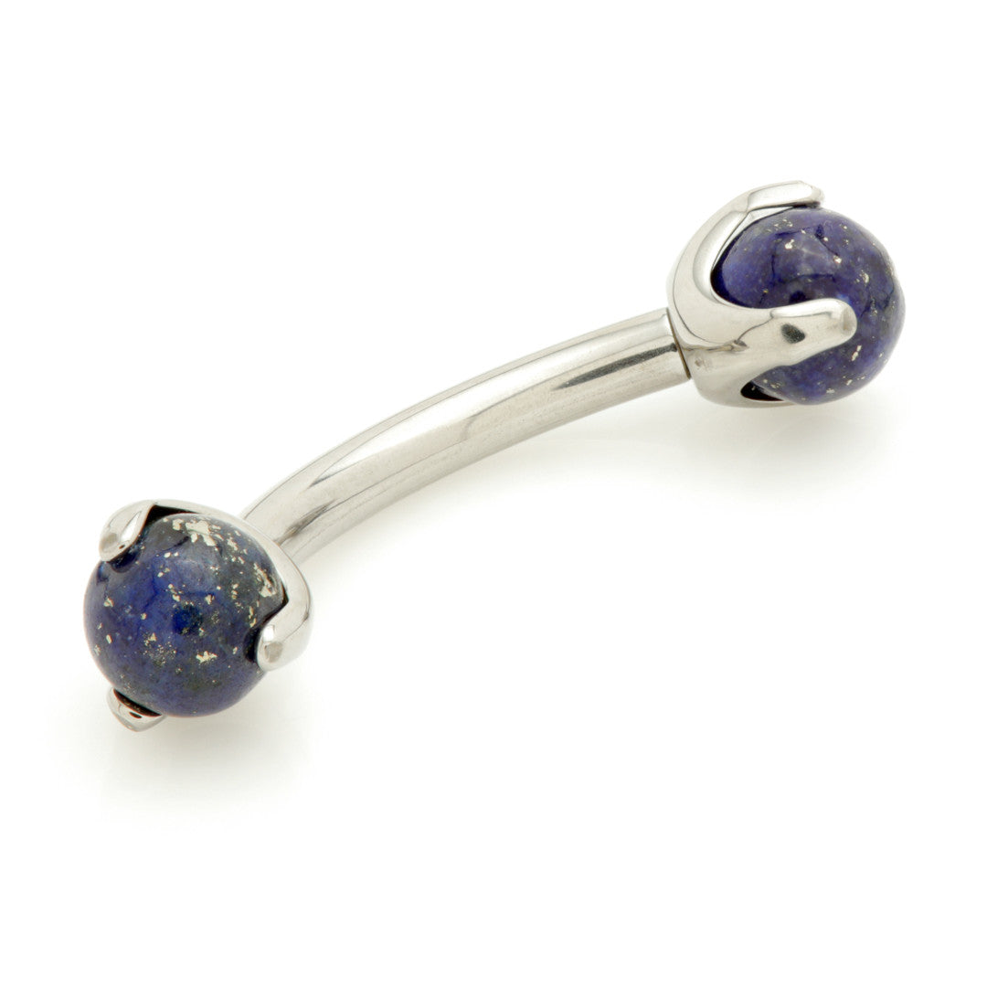 Ti Internal Banana Bar with Double Gemtone Prong