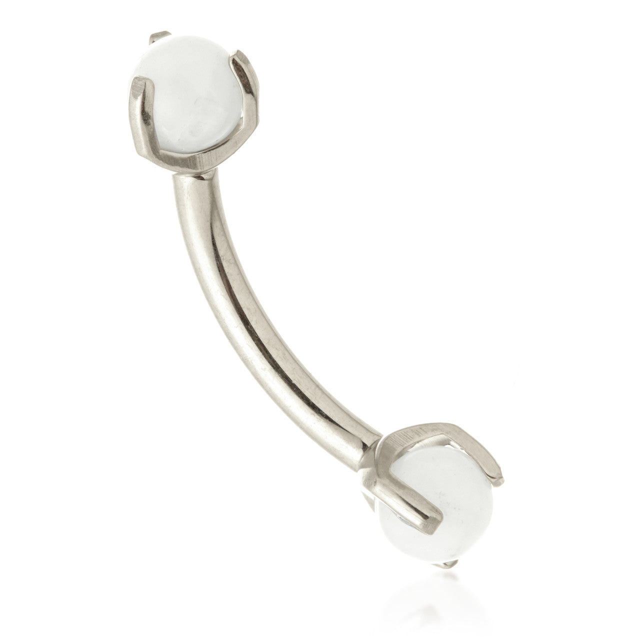 Ti Internal Banana Bar with Double Gemtone Prong