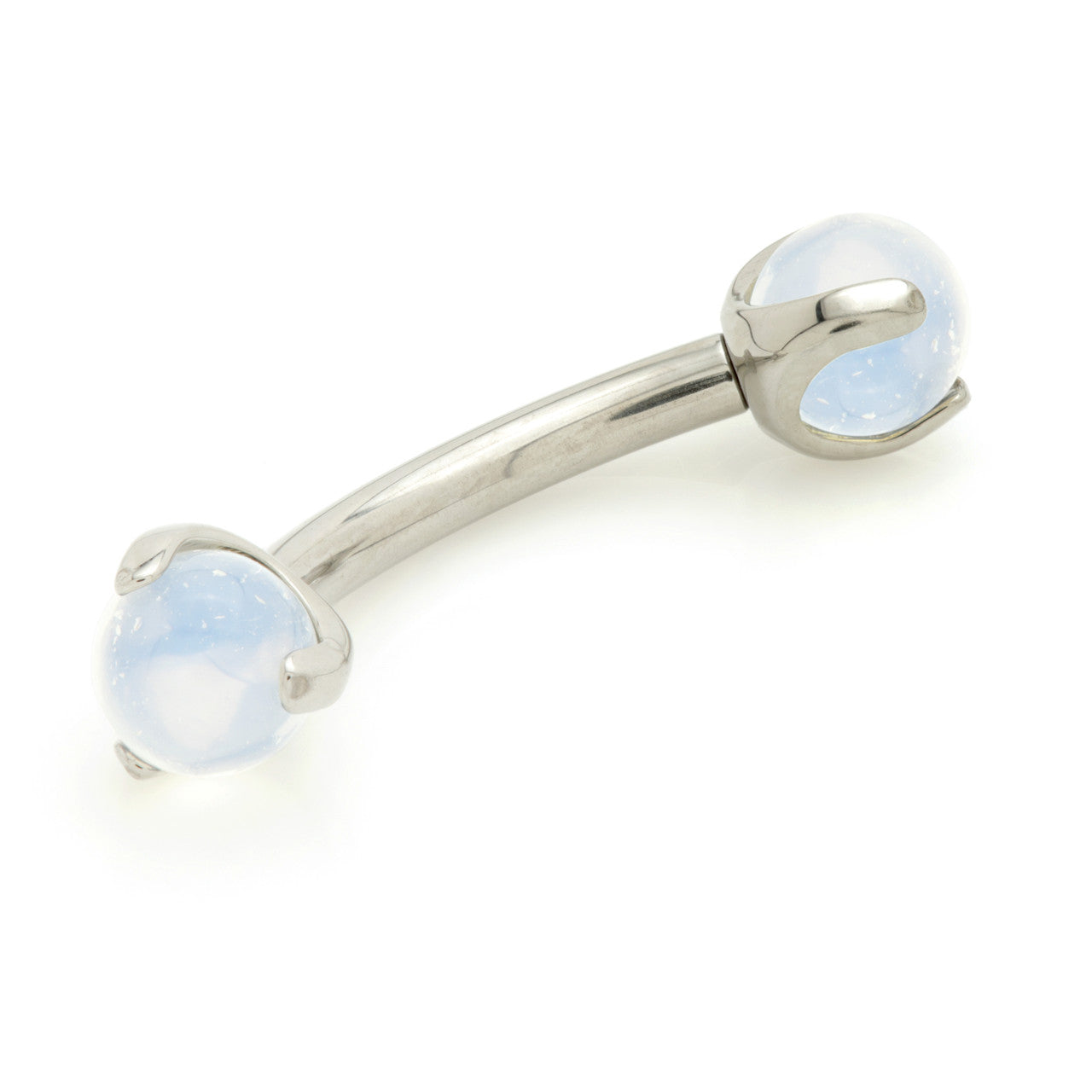 Ti Internal Banana Bar with Double Gemtone Prong
