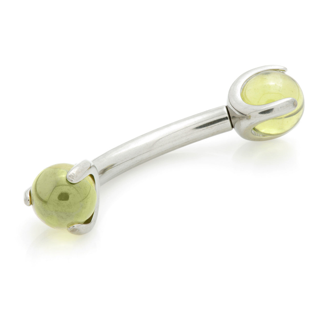 Ti Internal Banana Bar with Double Gemtone Prong