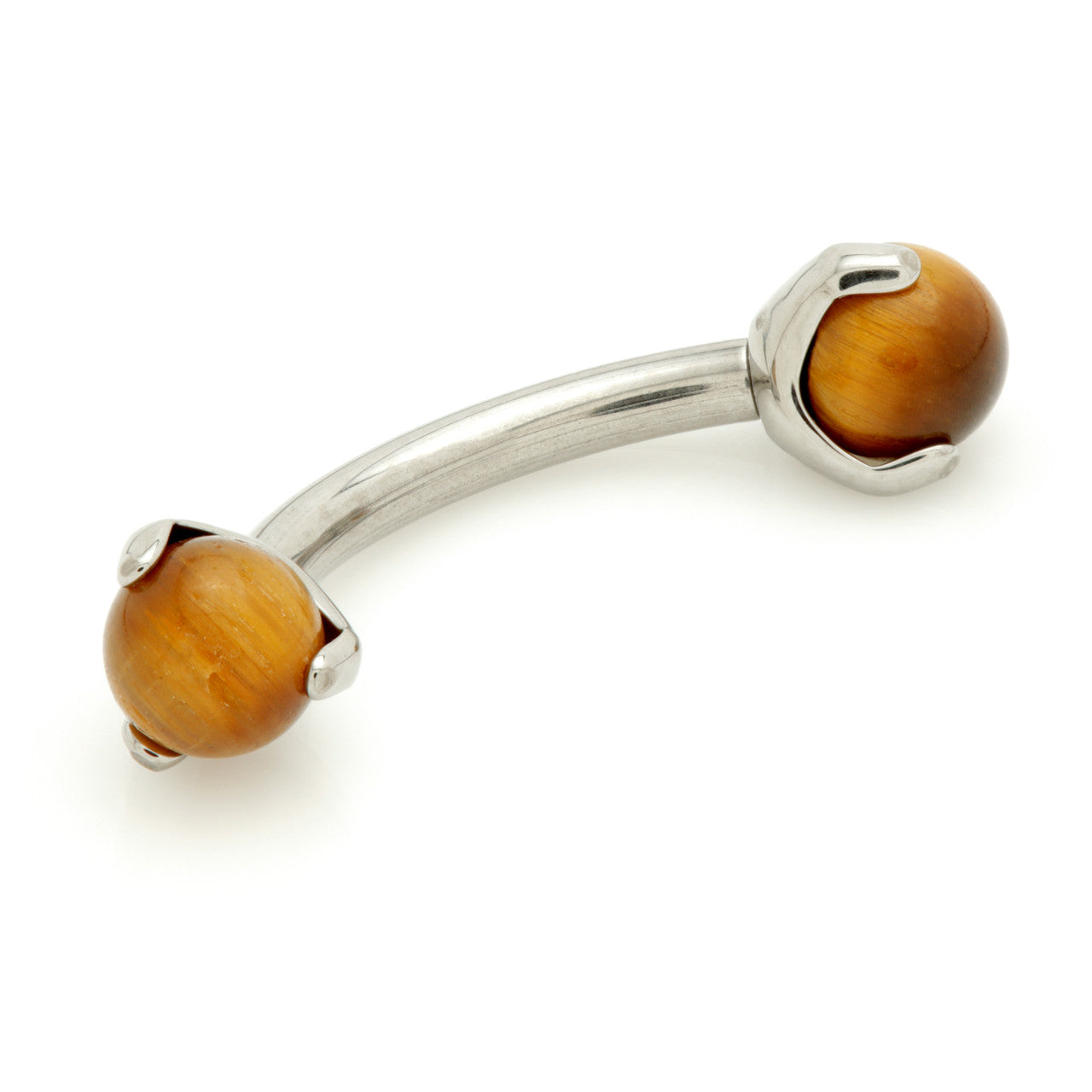 Ti Internal Banana Bar with Double Gemtone Prong